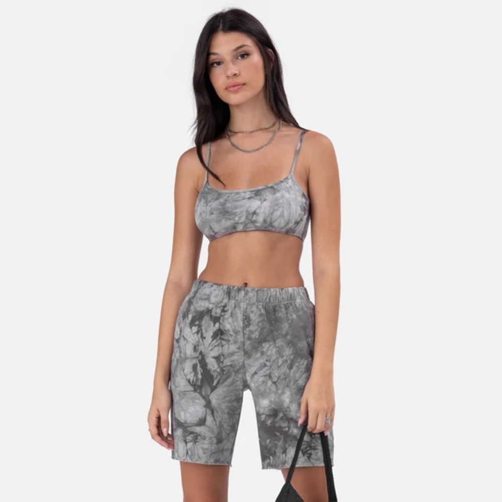 Adika Paster Tie-Dye Biker Shorts Charcoal Gray Grey Lounge Streetwear